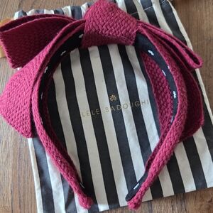 Lele Sadoughi Linen Shirley Wide Ribbon Headband, Cherry Red